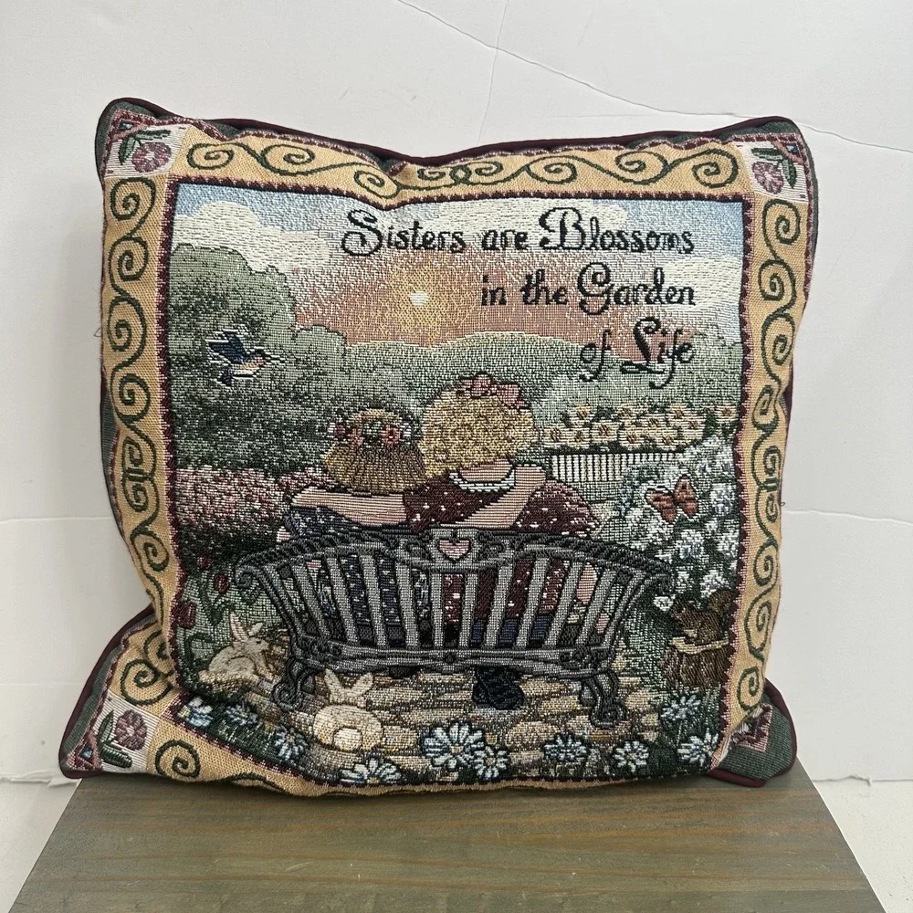 Throw Pillow American Weavers Tapestry Garden Sisters Love Gift 15